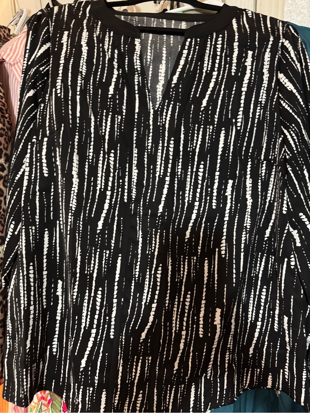 Black and White Striped Print Blouse